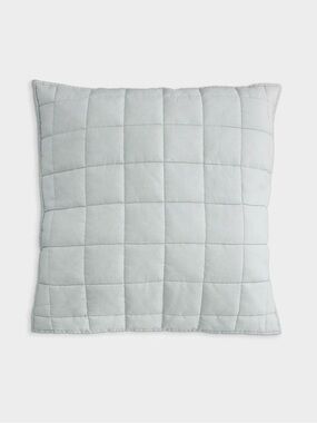 NWT Quince European Linen Box Quilted Euro Sham in Light Grey